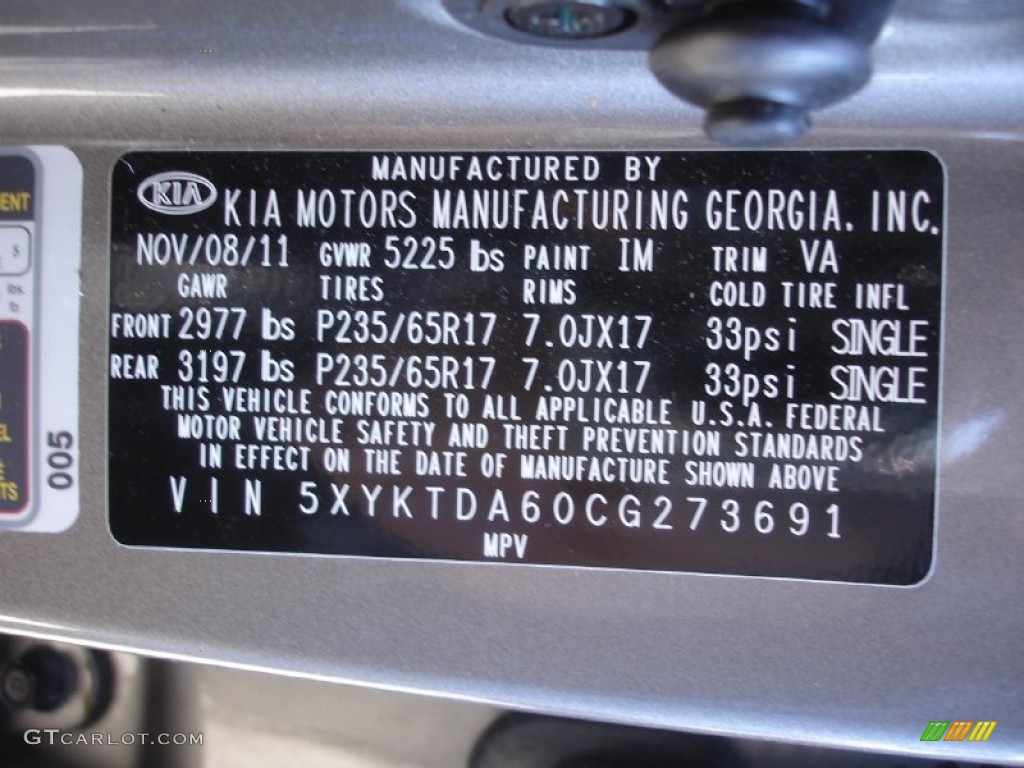 2012 Sorento LX AWD - Titanium Silver / Black photo #18