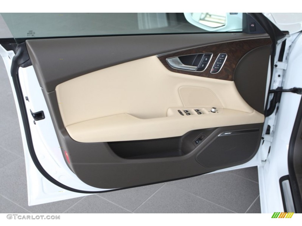 2013 Audi A7 3.0T quattro Premium Plus Velvet Beige Door Panel Photo #80255214