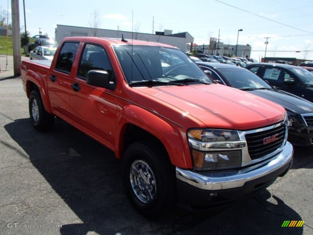 2008 Canyon SLE Crew Cab 4x4 - Red Orange Metallic / Medium Pewter photo #1