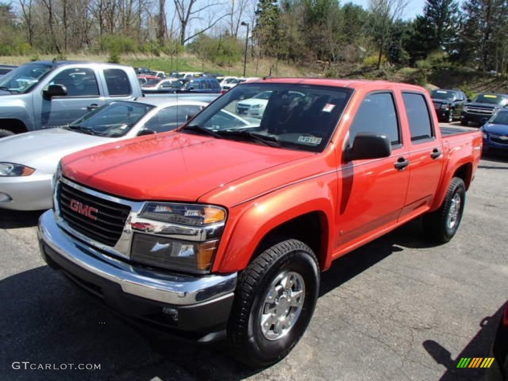 2008 Canyon SLE Crew Cab 4x4 - Red Orange Metallic / Medium Pewter photo #3