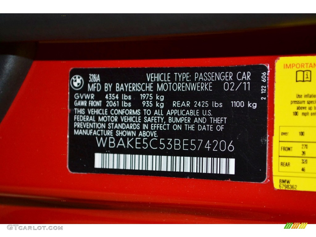 2011 BMW 3 Series 328i Coupe Info Tag Photo #80258668