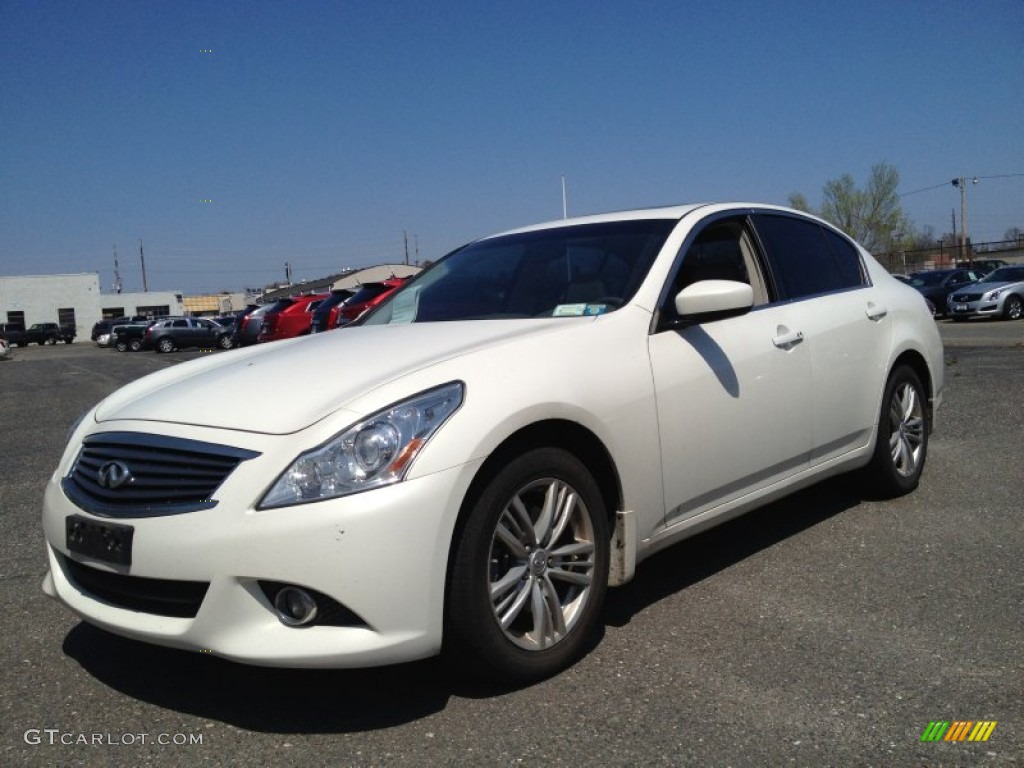 2011 G 37 x AWD Sedan - Moonlight White / Wheat photo #1