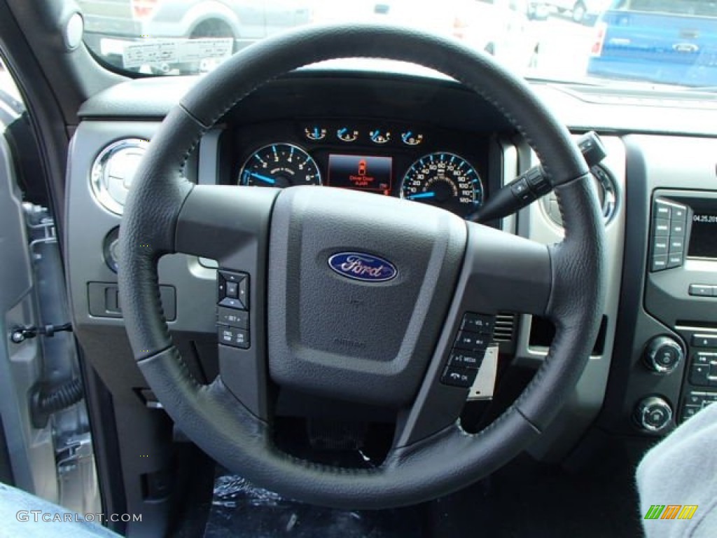 2013 Ford F150 XLT SuperCab 4x4 Steel Gray Steering Wheel Photo #80265047