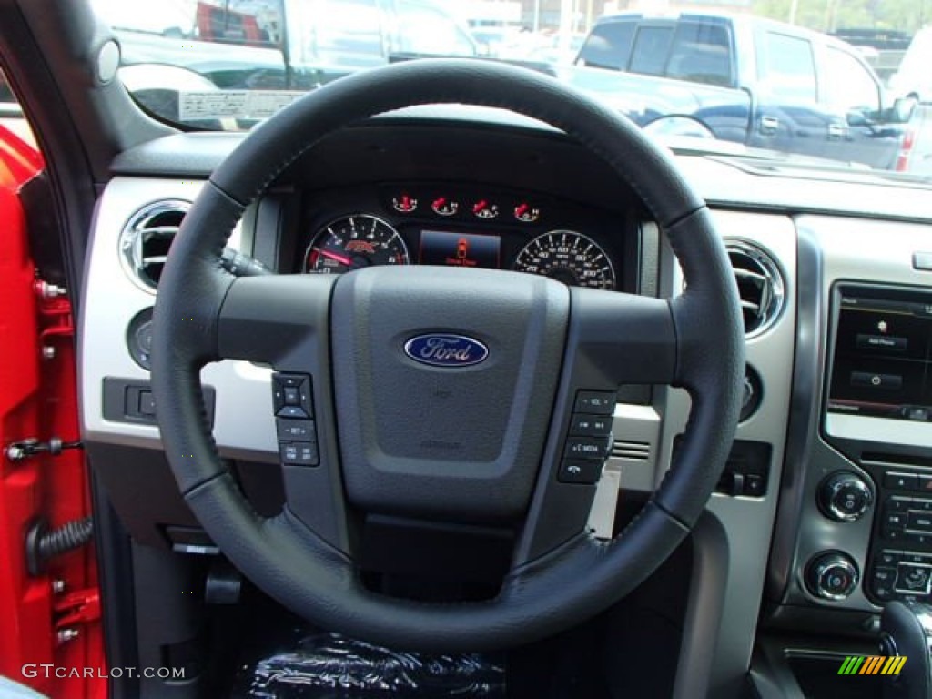 2013 Ford F150 FX4 SuperCrew 4x4 Black Steering Wheel Photo #80265404