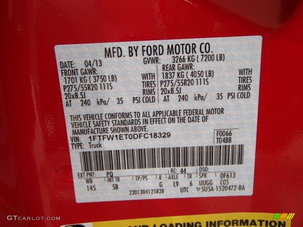 2013 F150 Color Code PQ for Race Red Photo #80265422