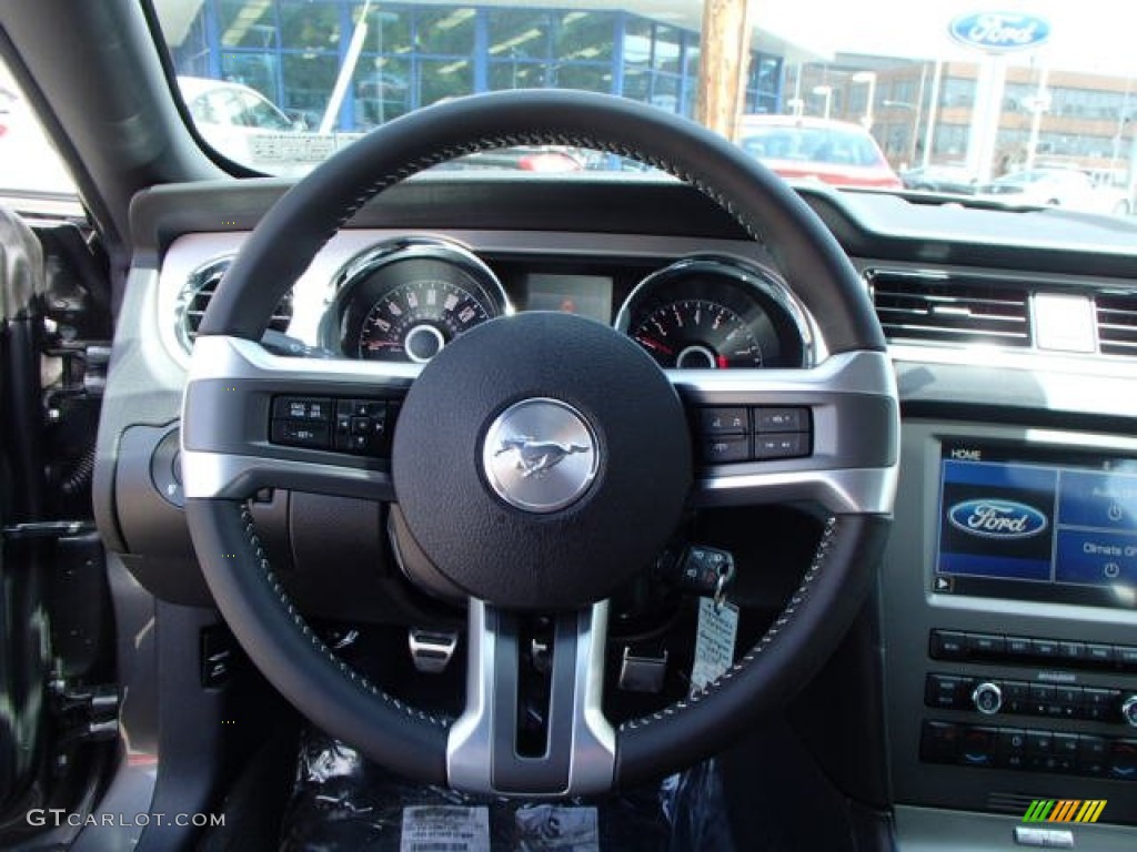 2014 Ford Mustang GT Premium Coupe Charcoal Black Steering Wheel Photo #80266676