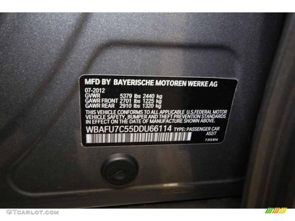 2013 5 Series Color Code A52 for Space Gray Metallic Photo #80272565