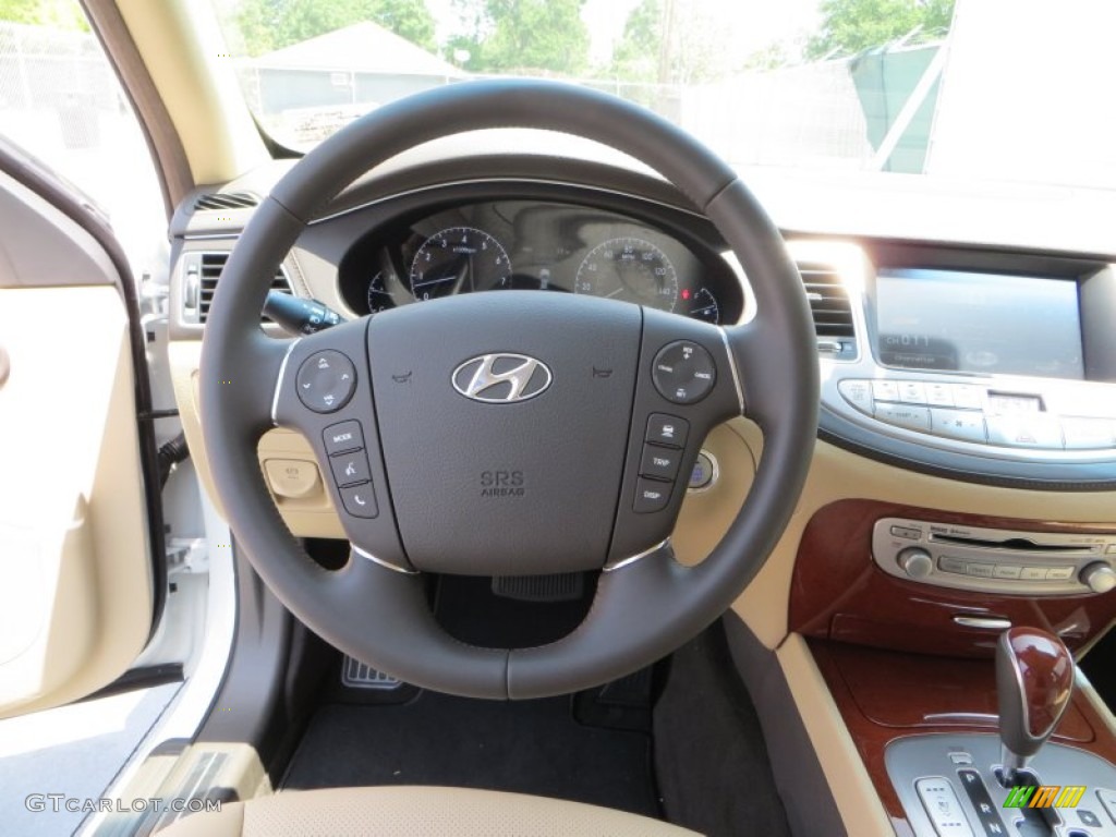 2013 Hyundai Genesis 5.0 R Spec Sedan Cashmere Steering Wheel Photo #80272763
