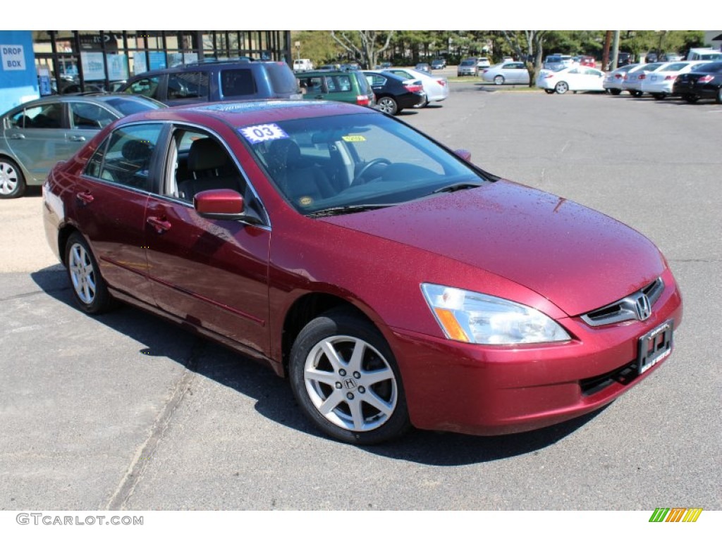 2003 Accord EX V6 Sedan - Redondo Red Pearl / Gray photo #3