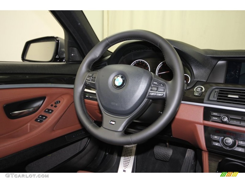 2013 BMW 5 Series 535i xDrive Sedan Cinnamon Brown Steering Wheel Photo #80272880