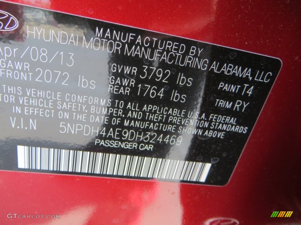 2013 Elantra Limited - Sparkling Ruby / Black photo #34