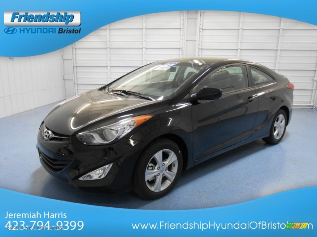 2013 Elantra Coupe GS - Black Noir Pearl / Gray photo #2