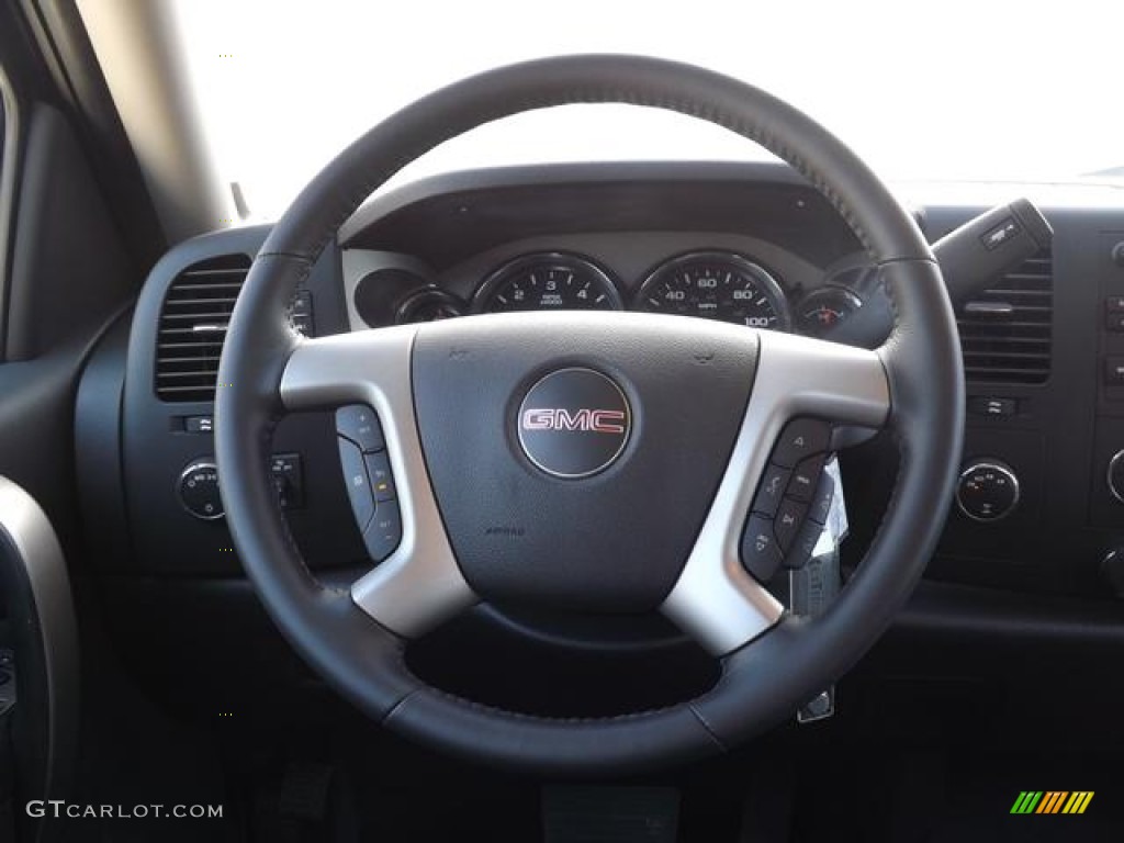 2013 GMC Sierra 1500 SLE Crew Cab 4x4 Ebony Steering Wheel Photo #80284508
