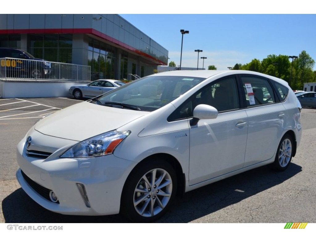 2013 Prius v Five Hybrid - Blizzard White Pearl / Bisque photo #1