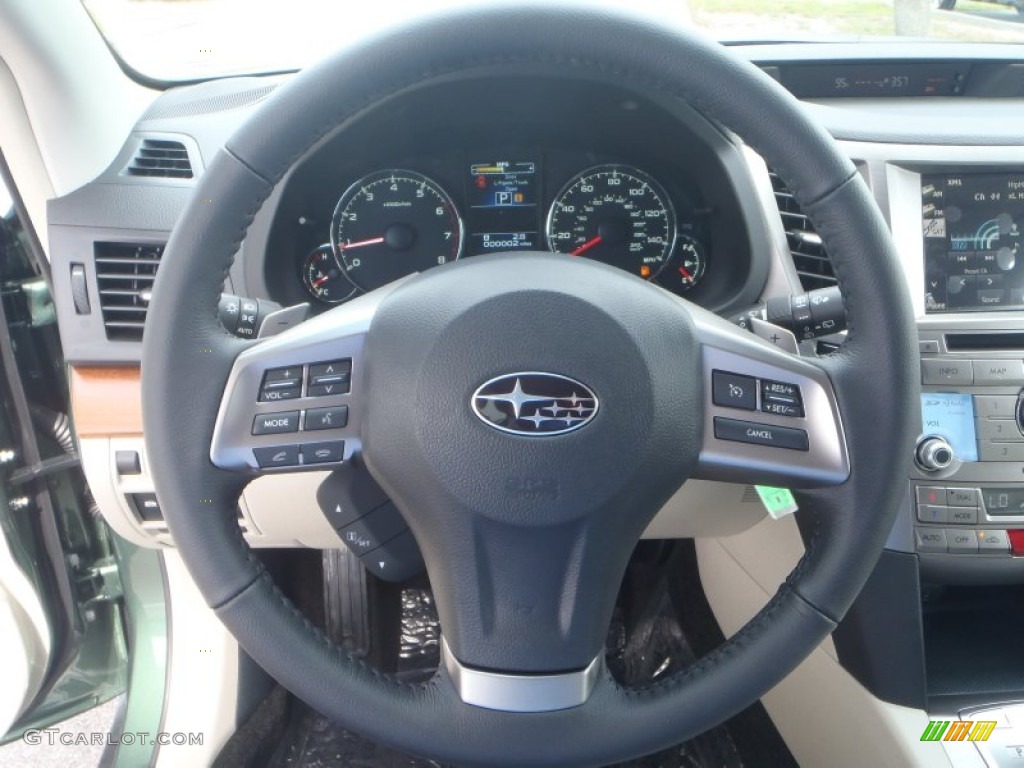 2013 Subaru Outback 2.5i Limited Warm Ivory Leather Steering Wheel Photo #80302425