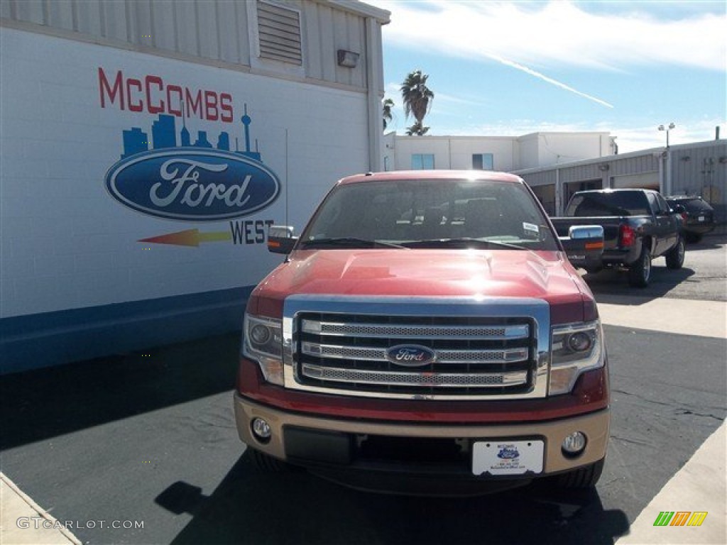 2013 F150 Lariat SuperCrew - Ruby Red Metallic / Adobe photo #2