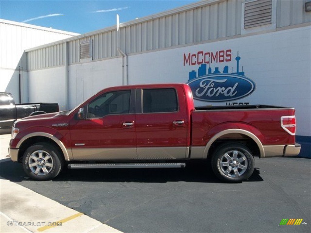 2013 F150 Lariat SuperCrew - Ruby Red Metallic / Adobe photo #4