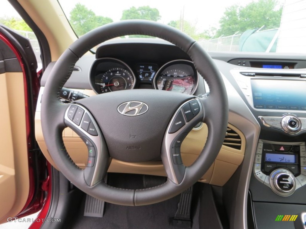2013 Elantra Limited - Sparkling Ruby / Beige photo #31