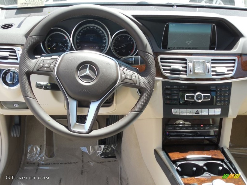 2014 Mercedes-Benz E 350 Sedan Silk Beige/Espresso Brown Dashboard Photo #80307950
