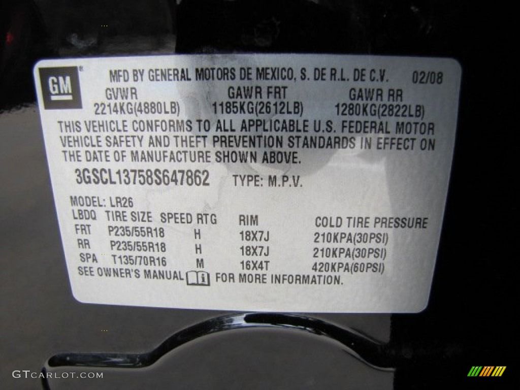 2008 Saturn VUE Red Line Info Tag Photos