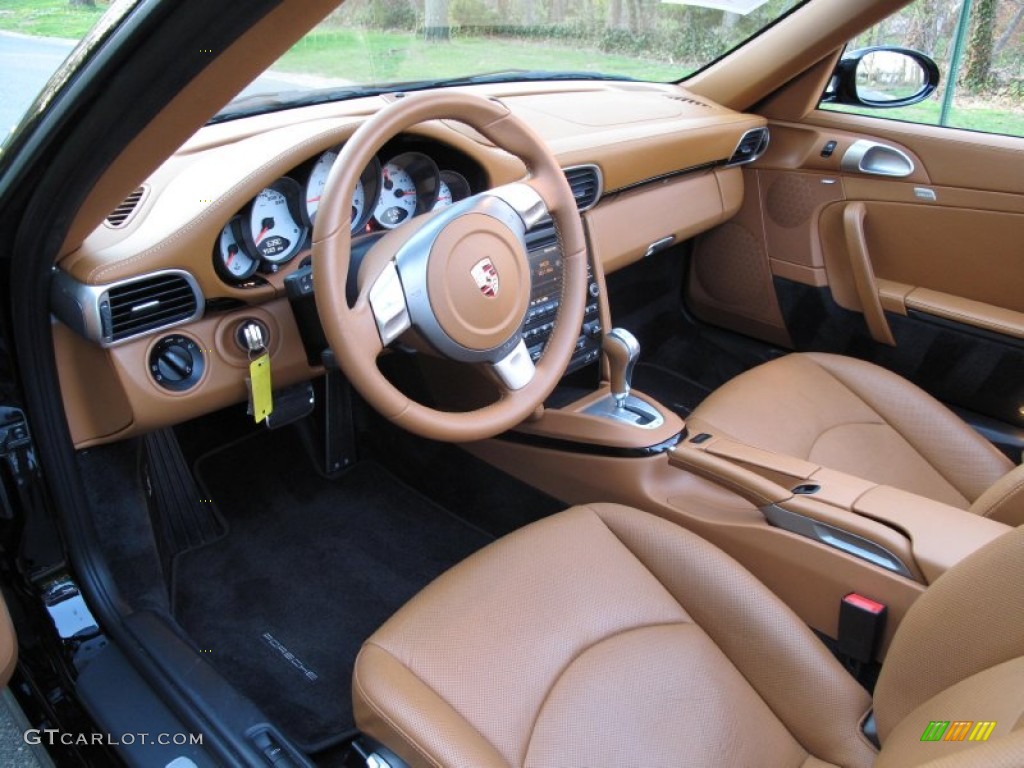 Natural Brown Interior 2009 Porsche 911 Turbo Cabriolet Photo #80309668