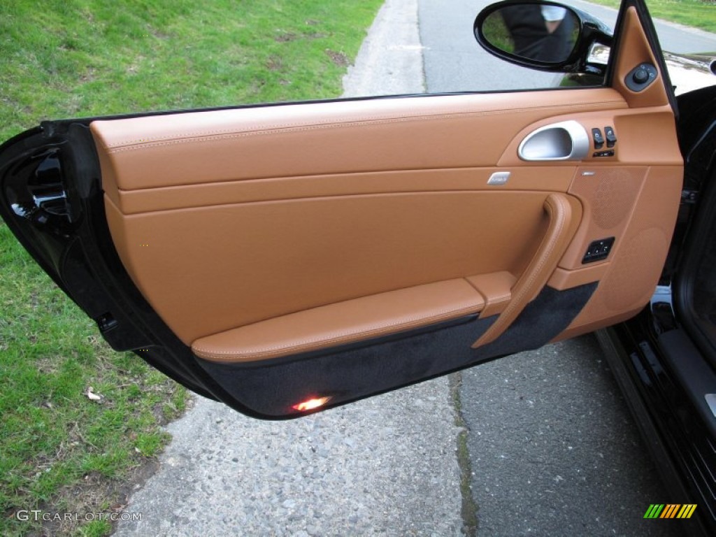 2009 Porsche 911 Turbo Cabriolet Natural Brown Door Panel Photo #80309687