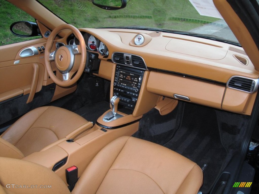 2009 Porsche 911 Turbo Cabriolet Natural Brown Dashboard Photo #80309777