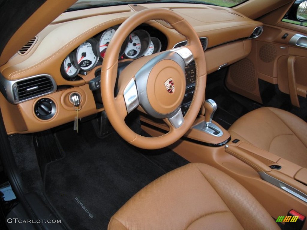 Natural Brown Interior 2009 Porsche 911 Turbo Cabriolet Photo #80309798