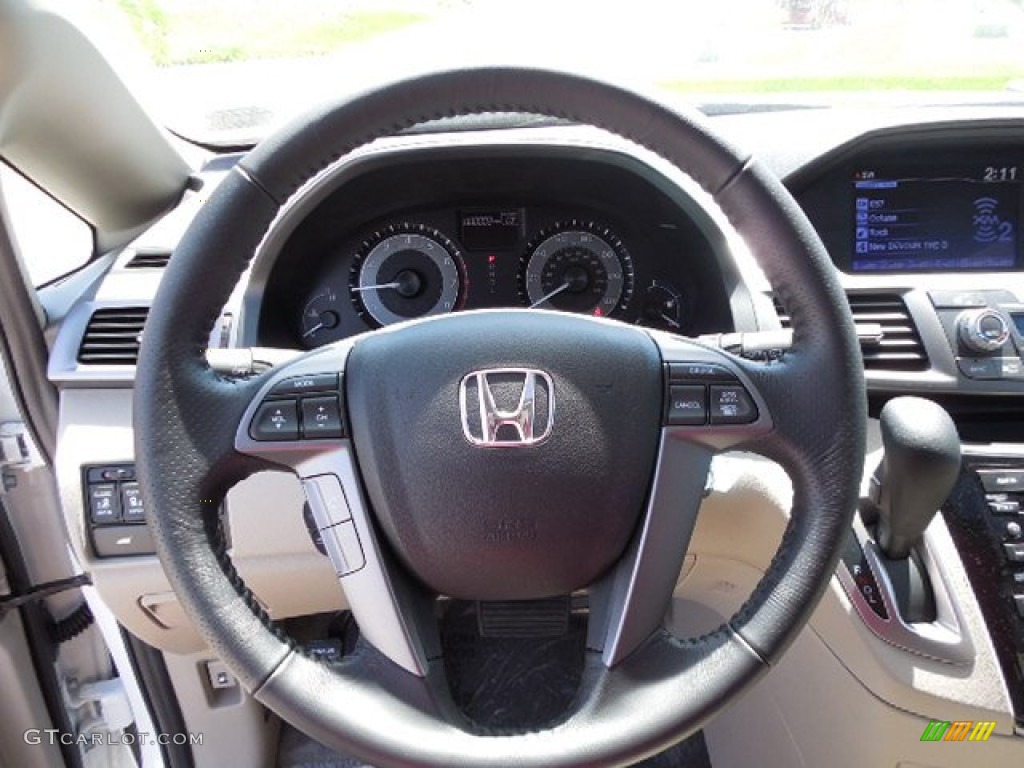 2013 Honda Odyssey EX-L Beige Steering Wheel Photo #80310566