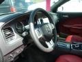 2013 Dodge Charger Black/Red Interior Steering Wheel Photo