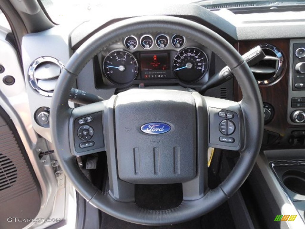 2012 Ford F350 Super Duty Lariat Crew Cab 4x4 Black Steering Wheel Photo #80315895