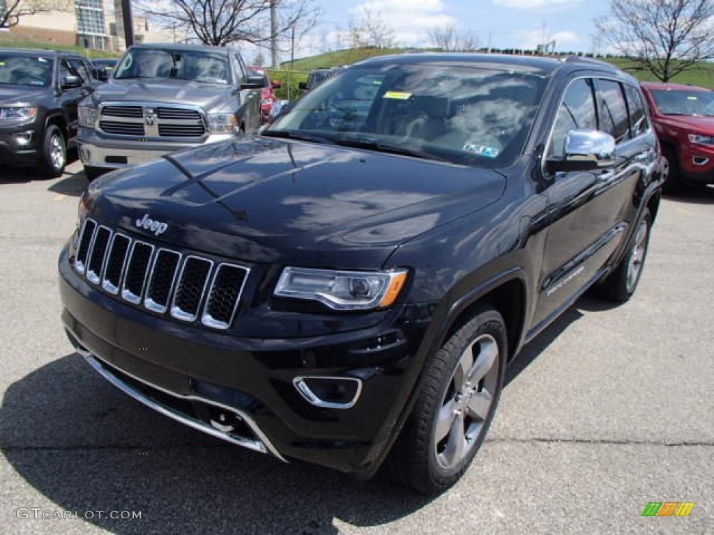 2014 Grand Cherokee Overland 4x4 - Brilliant Black Crystal Pearl / Overland Nepal Jeep Brown Light Frost photo #2