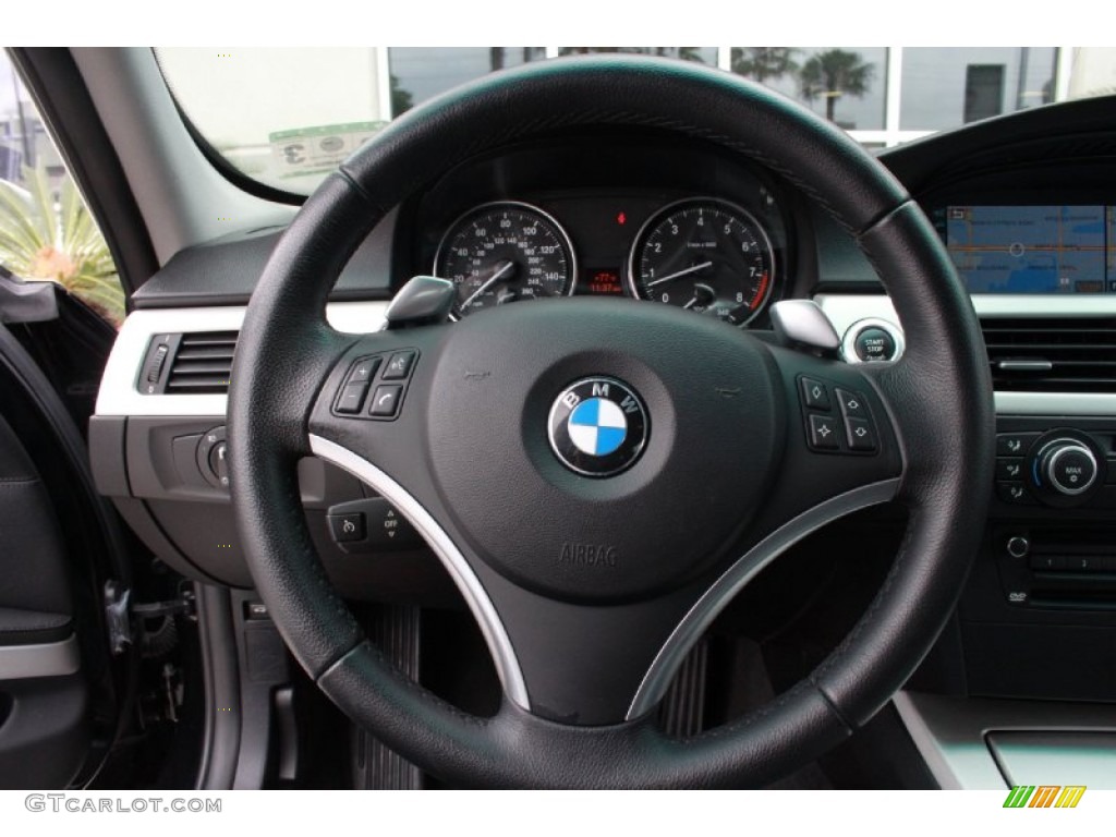 2008 BMW 3 Series 335i Sedan Black Steering Wheel Photo #80319653
