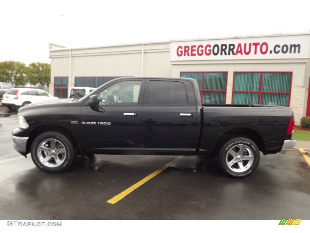 2012 Ram 1500 Lone Star Crew Cab - Black / Light Pebble Beige/Bark Brown photo #8