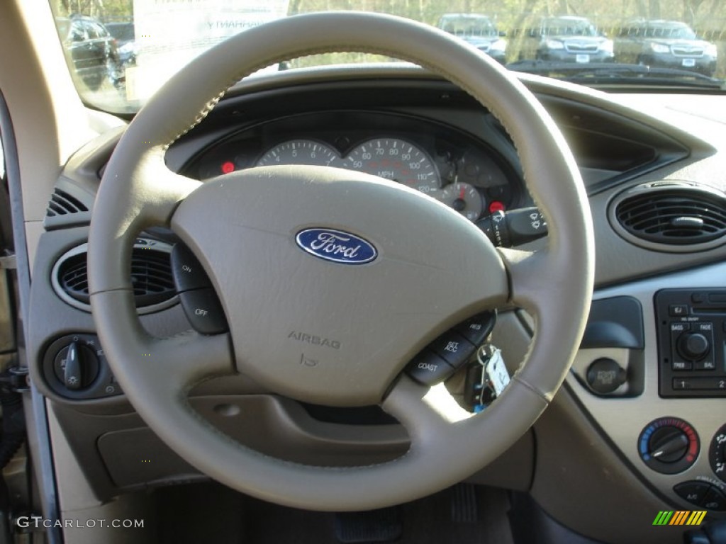2003 Ford Focus ZTW Wagon Medium Parchment Steering Wheel Photo #80335919