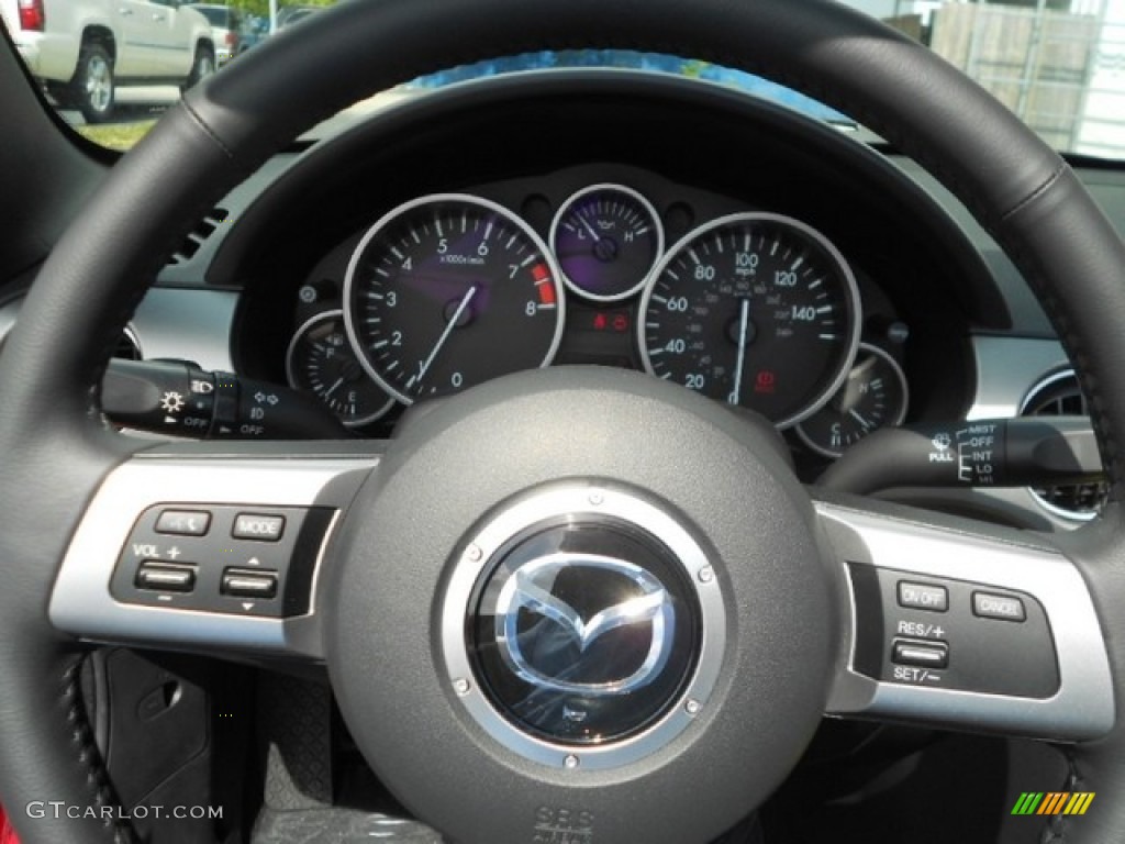 2012 Mazda MX-5 Miata Grand Touring Roadster Black Steering Wheel Photo #80337119