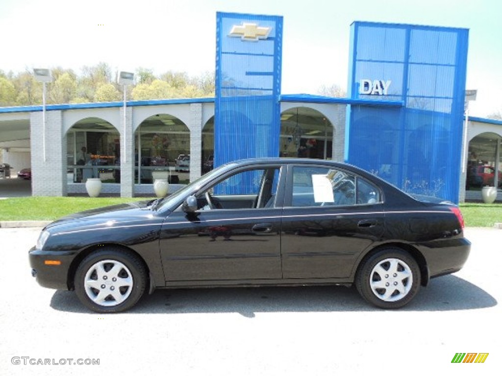 2004 Elantra GLS Sedan - Black Obsidian / Gray photo #2