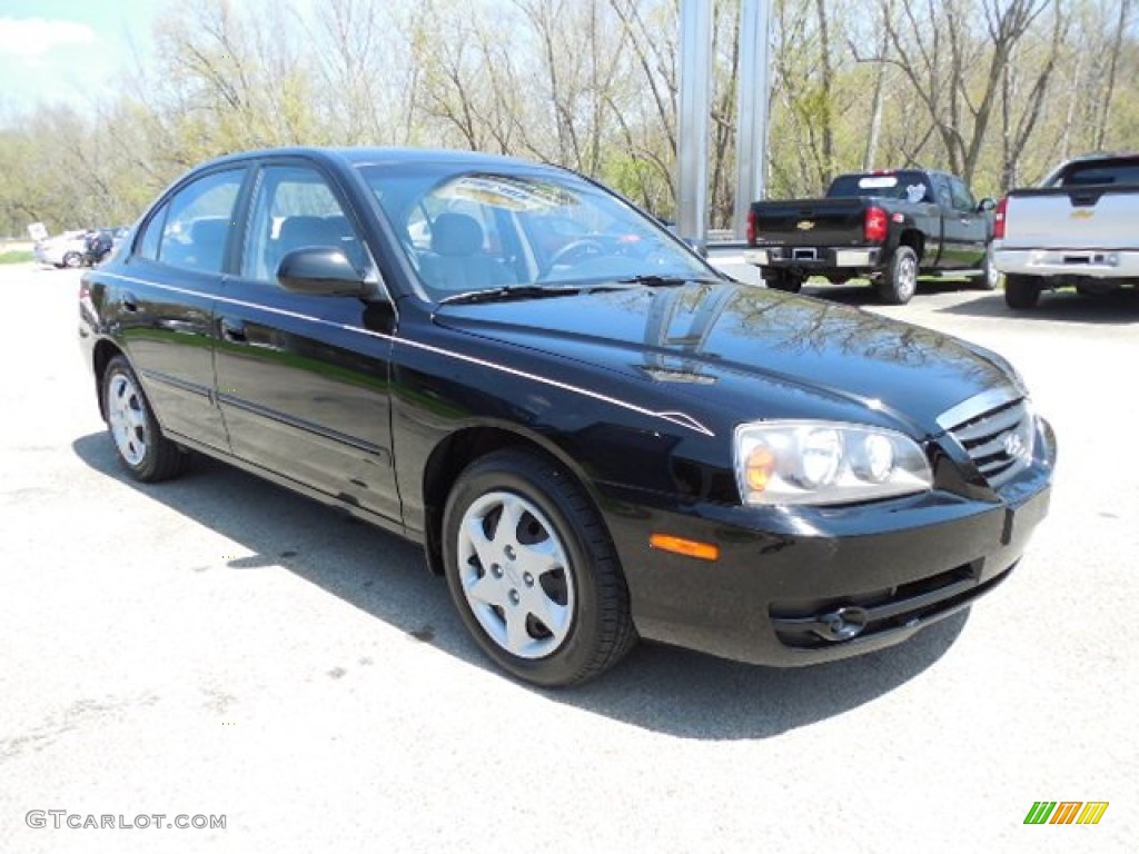 2004 Elantra GLS Sedan - Black Obsidian / Gray photo #8