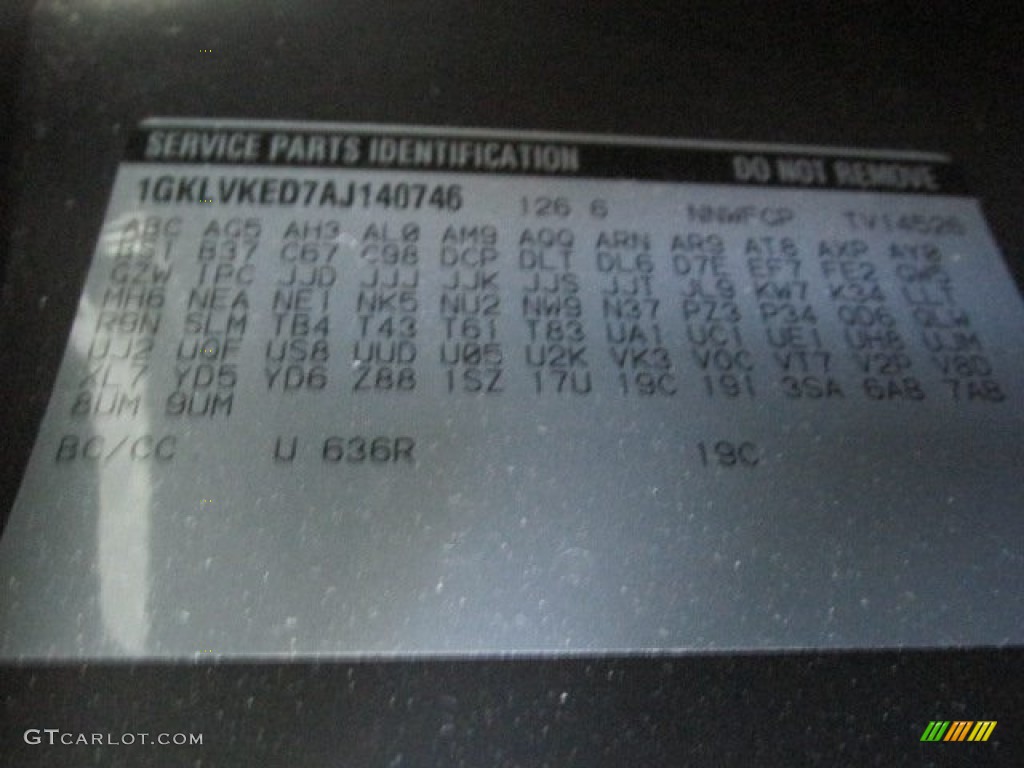 2010 GMC Acadia SL AWD Color Code Photos