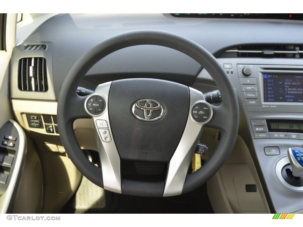 2013 Toyota Prius Three Hybrid Bisque Steering Wheel Photo #80339750