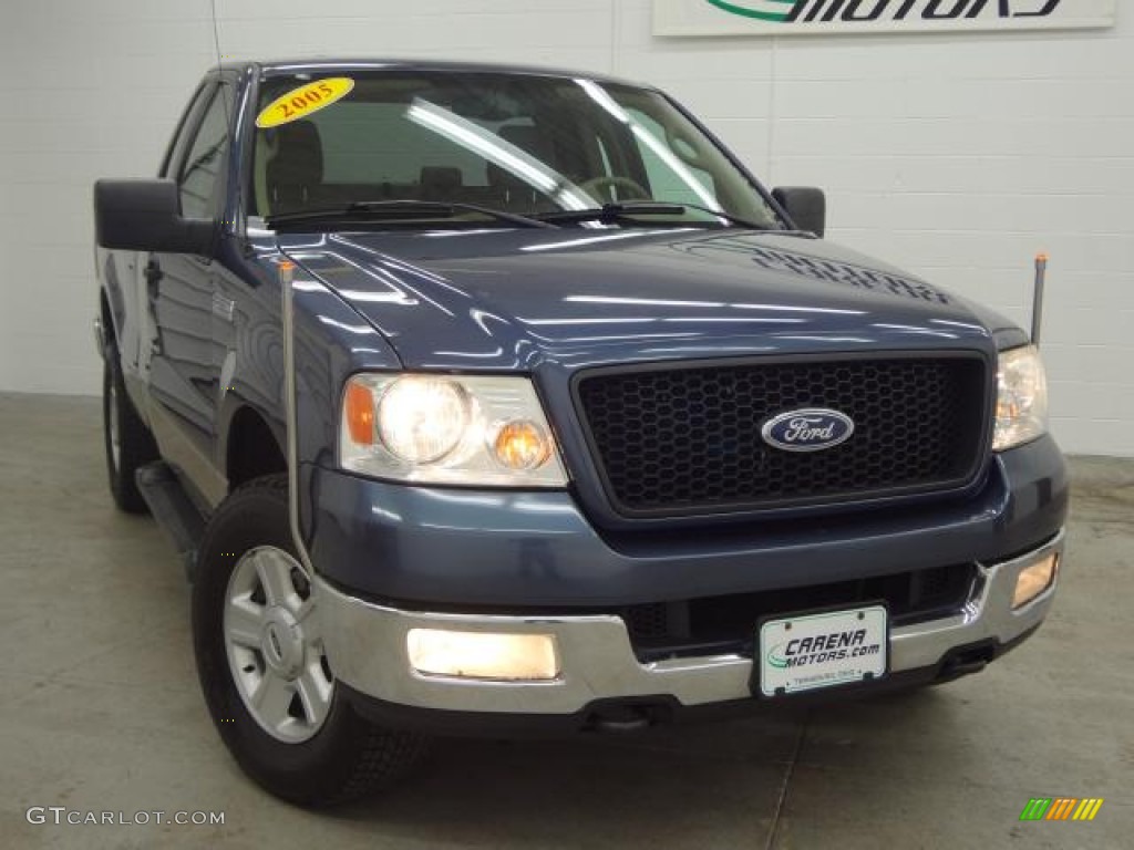 2005 F150 XLT Regular Cab 4x4 - Medium Wedgewood Blue Metallic / Tan photo #2