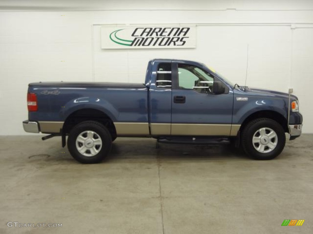 2005 F150 XLT Regular Cab 4x4 - Medium Wedgewood Blue Metallic / Tan photo #5