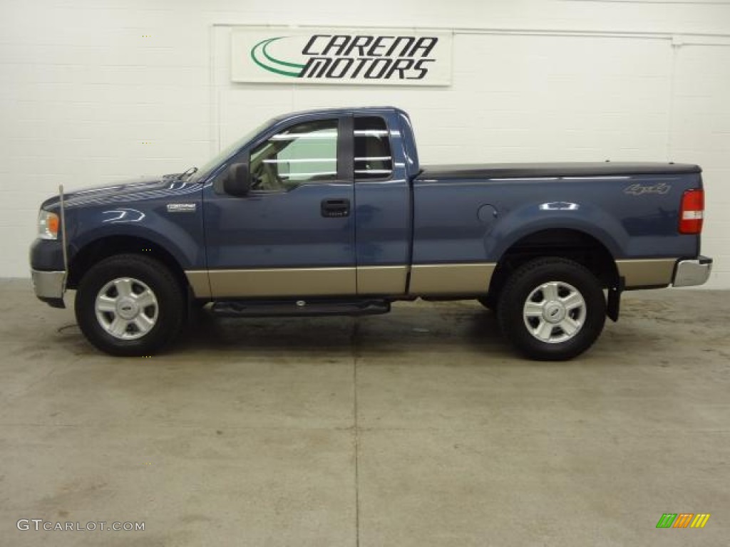 2005 F150 XLT Regular Cab 4x4 - Medium Wedgewood Blue Metallic / Tan photo #11