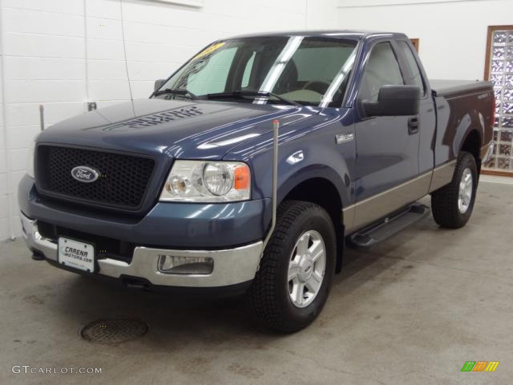 2005 F150 XLT Regular Cab 4x4 - Medium Wedgewood Blue Metallic / Tan photo #12