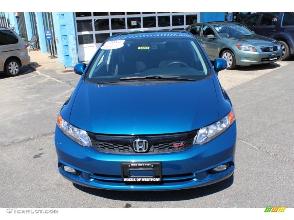 2012 Civic Si Sedan - Dyno Blue Pearl / Black photo #2