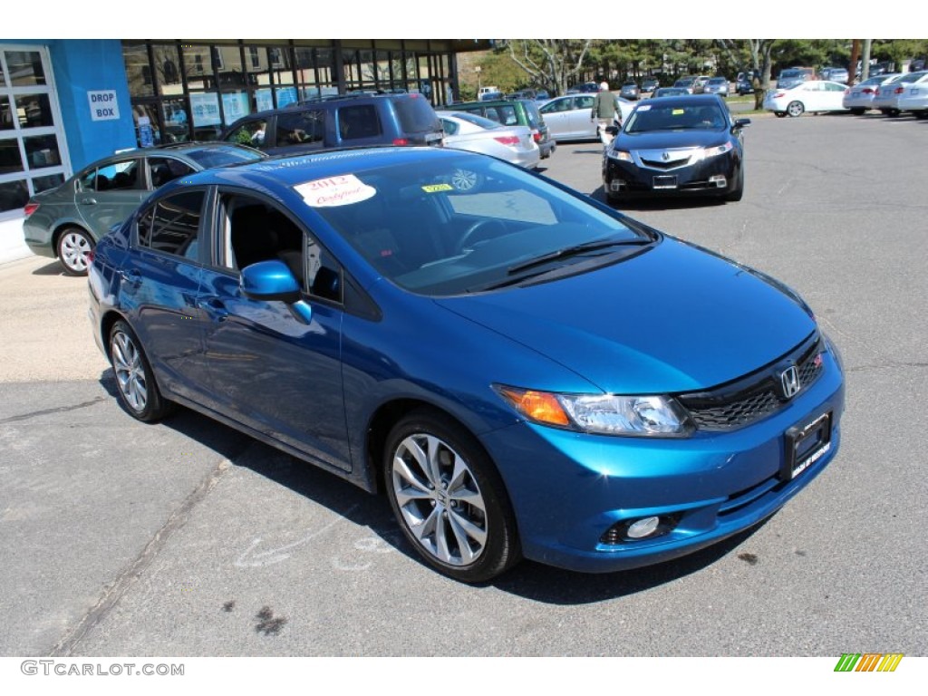 2012 Civic Si Sedan - Dyno Blue Pearl / Black photo #3