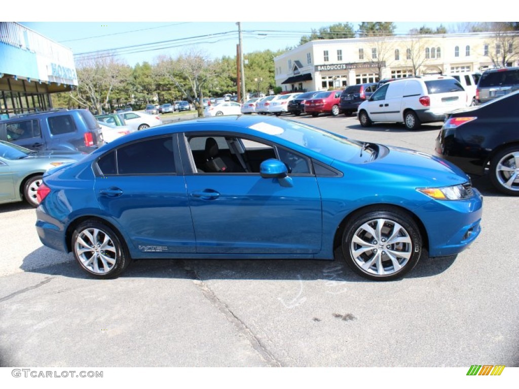 2012 Civic Si Sedan - Dyno Blue Pearl / Black photo #4