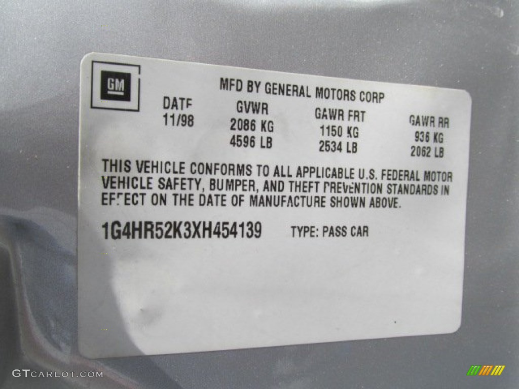 1999 Buick LeSabre Limited Sedan Info Tag Photo #80344949