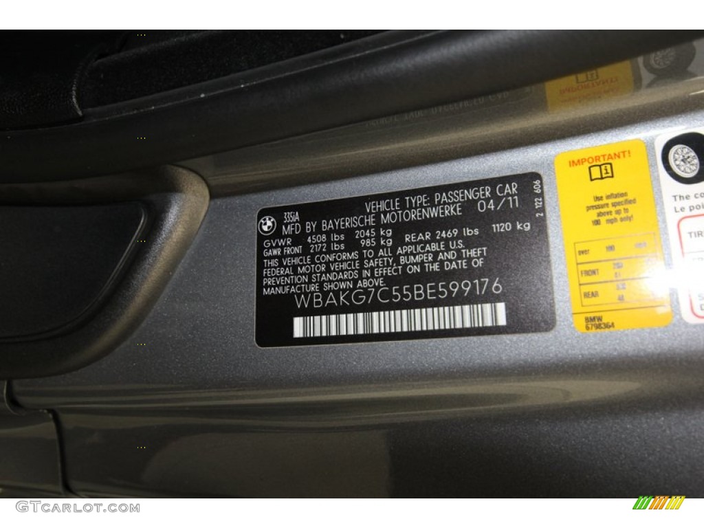 2011 3 Series 335i Coupe - Space Gray Metallic / Black photo #9