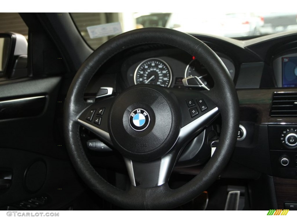2008 BMW 5 Series 550i Sedan Black Steering Wheel Photo #80348758